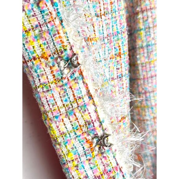 Vintage Newport News Sz 12 Pastel Tweed 2 Pc Suit Fringe Y2K Legally Blonde - Picture 11 of 16